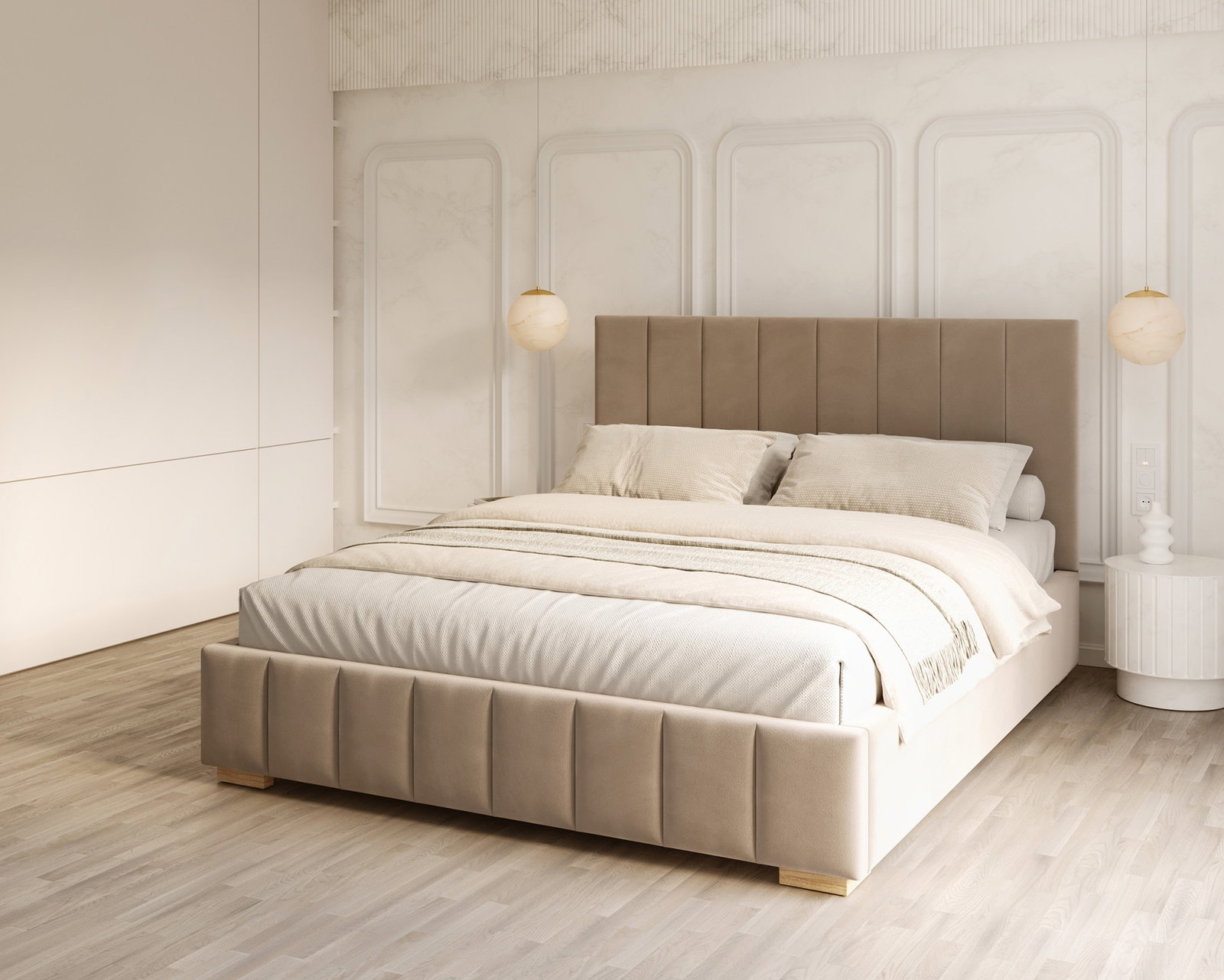 Čalúnená posteľ AUSTIN 120x200 cm Béžová Paris s úložným priestorom kovový rošt