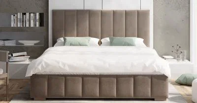 Čalouněná postel AUSTIN 160x200 cm Béžová Paris s úložným prostorem kovový rošt