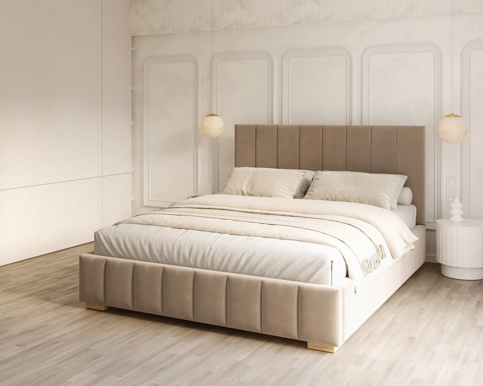 Čalouněná postel AUSTIN 180x200 cm Béžová Paris s úložným prostorem kovový rošt