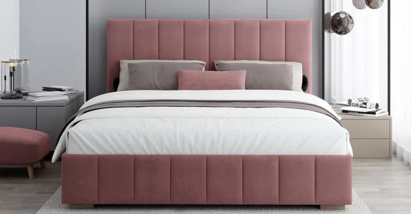 Čalouněná postel AUSTIN 90x200 cm Lososová Paris s úložným prostorem kovový rošt