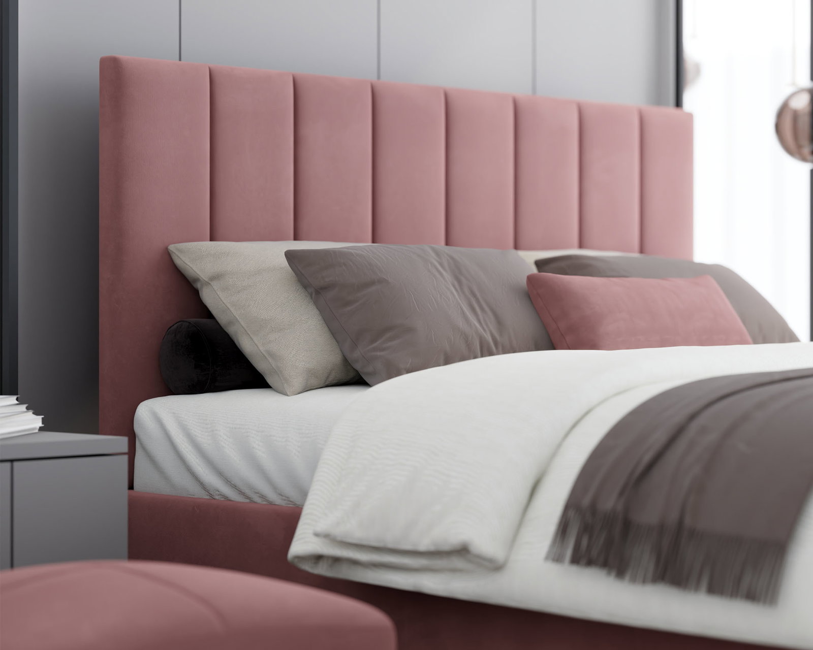 Čalúnená posteľ AUSTIN 140x200 cm Lososová Paris s úložným priestorom kovový rošt