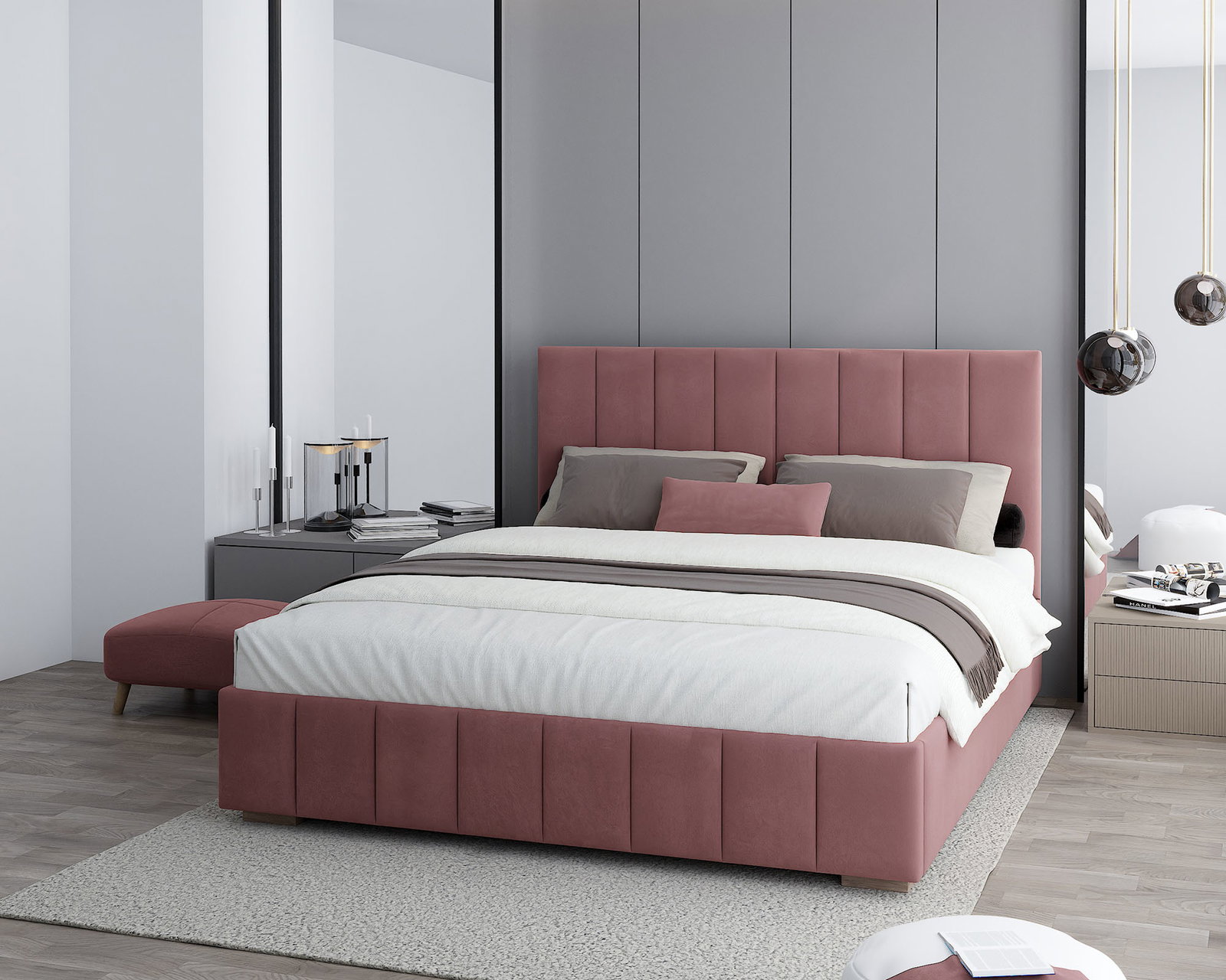 Čalúnená posteľ AUSTIN 180x200 cm Lososová Paris s úložným priestorom kovový rošt
