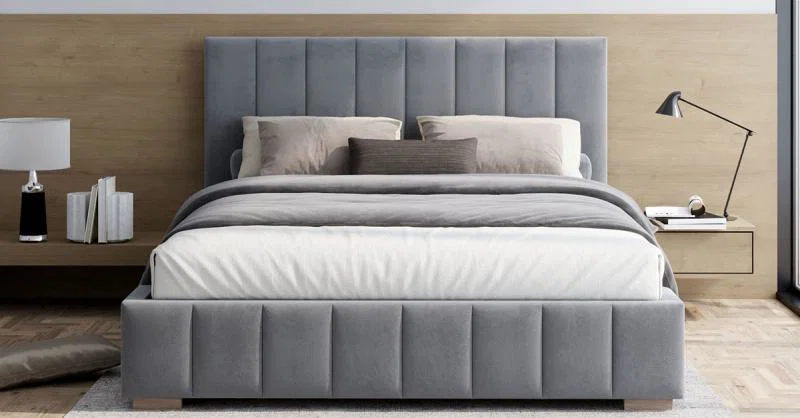 Čalouněná postel AUSTIN 120x200 cm Šedá Paris s úložným prostorem kovový rošt