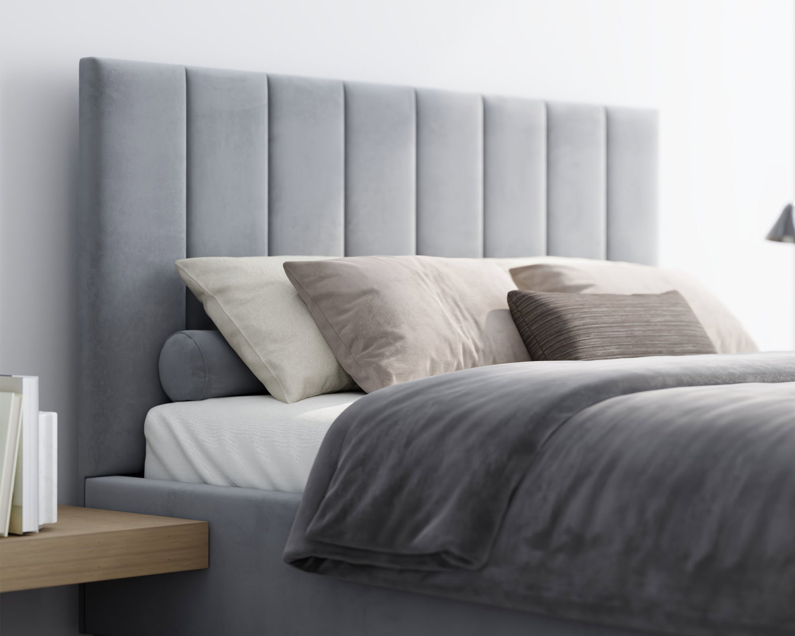 Čalúnená posteľ AUSTIN 160x200 cm Šedá Paris s úložným priestorom kovový rošt