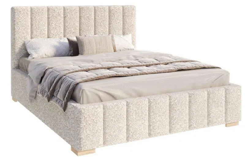 Čalouněná postel AUSTIN 90x200cm Krémová Boucle s úložným prostorem kovový rošt