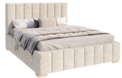 Čalouněná postel AUSTIN 160x200cm Krémová Boucle s úložným prostorem kovový rošt