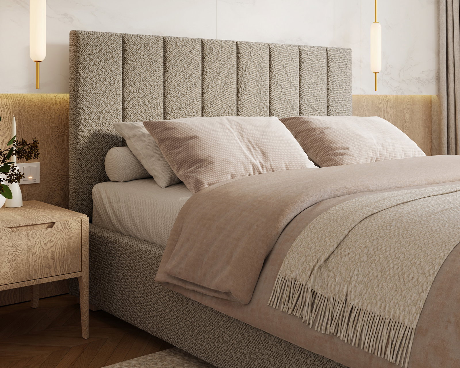 Čalúnená posteľ AUSTIN 90x200 cm Šedá Boucle s úložným priestorom kovový rošt