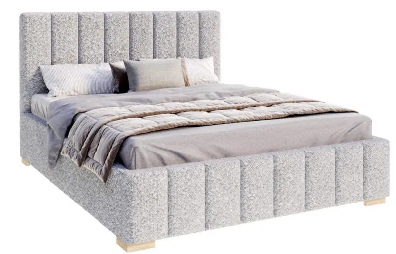 Čalouněná postel AUSTIN 90x200cm Šedá Boucle s úložným prostorem kovový rošt
