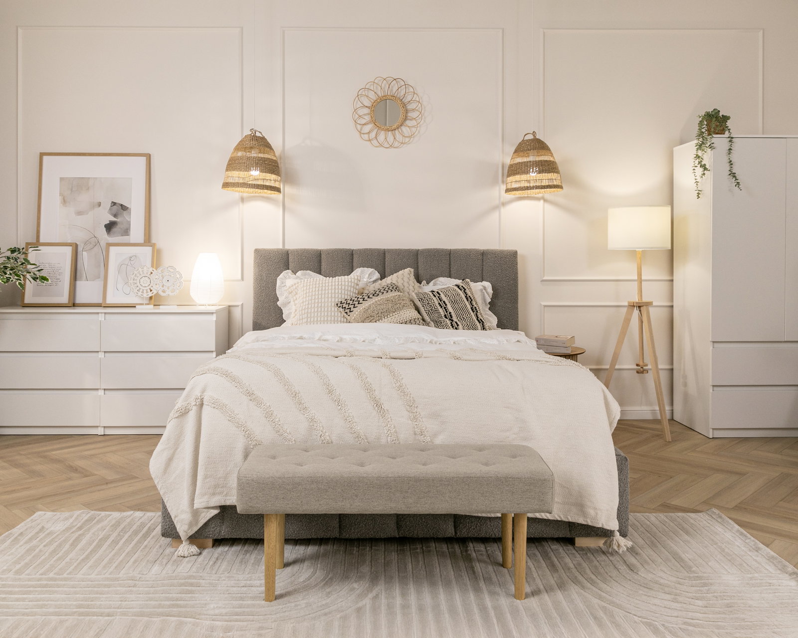 Čalúnená posteľ AUSTIN 120x200 cm Šedá Boucle s úložným priestorom kovový rošt