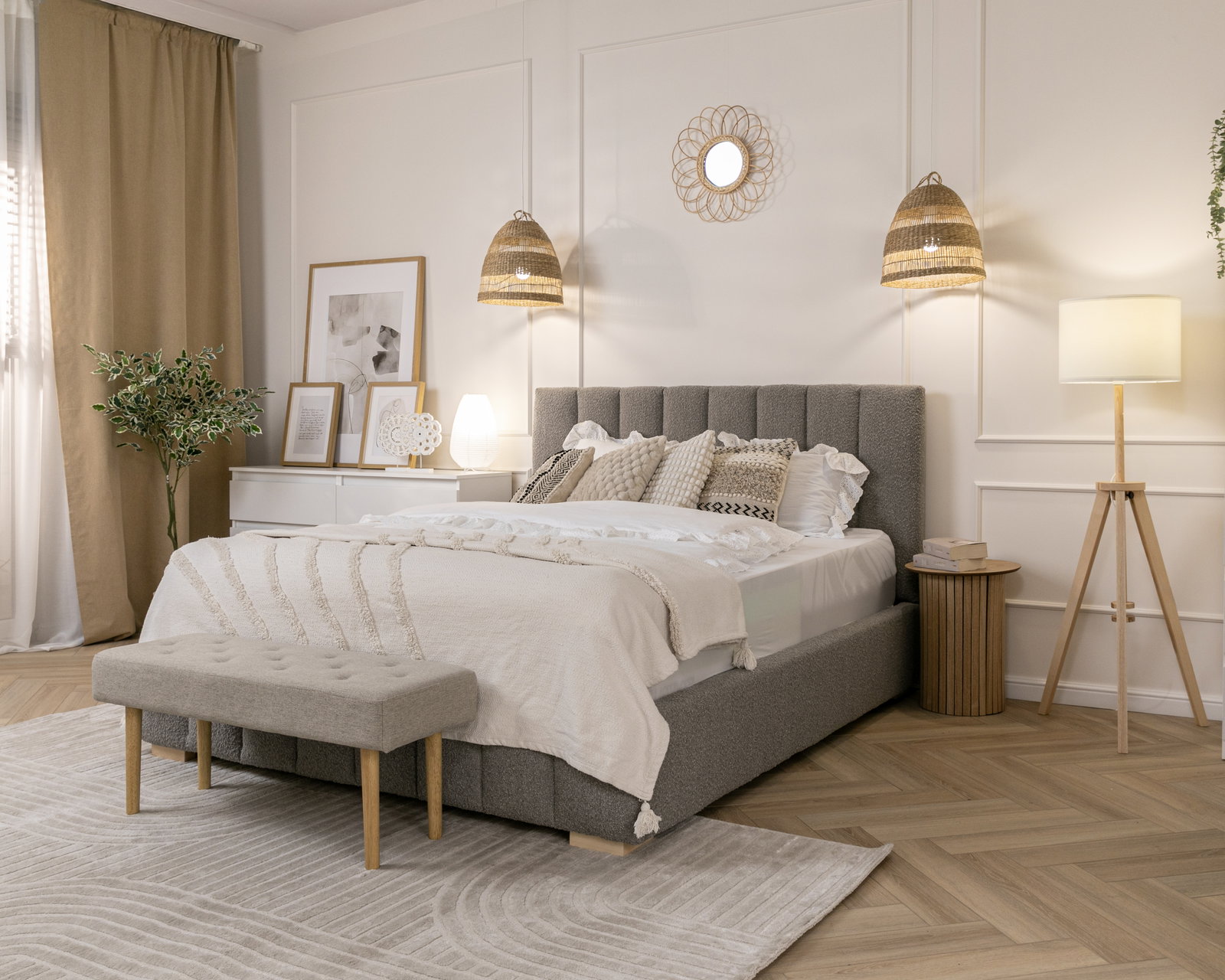 Čalúnená posteľ AUSTIN 180x200 cm Šedá Boucle s úložným priestorom kovový rošt