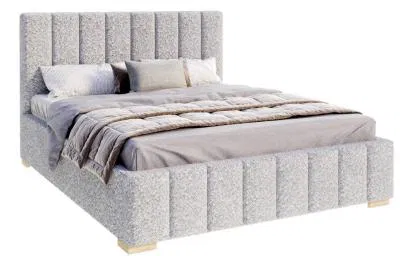 Čalouněná postel AUSTIN 180x200cm Šedá Boucle s úložným prostorem kovový rošt