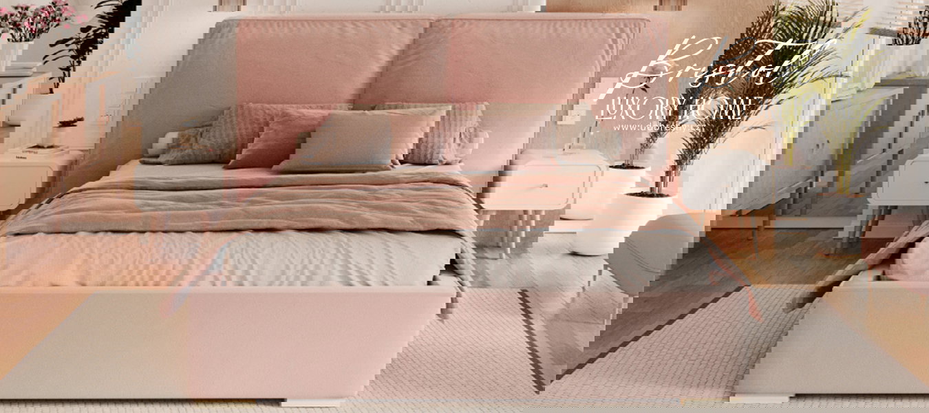 Čalúnená posteľ BRISTOL 180x200 Ruzova Trinity s úložným priestorom kovový rošt