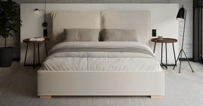 Čalouněná postel BRISTOL 140x200 Krémová Trinity s úložným prostorem kovový rošt