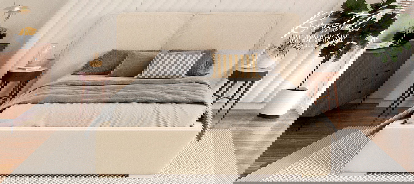 Čalúnená posteľ BRISTOL 160x200 Krémová Trinity s úložným priestorom kovový rošt