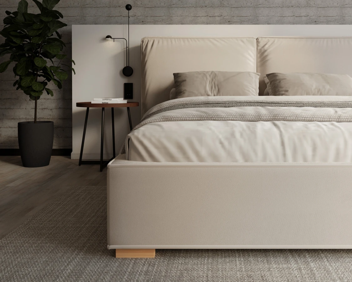 Čalúnená posteľ BRISTOL 160x200 Krémová Trinity s úložným priestorom kovový rošt