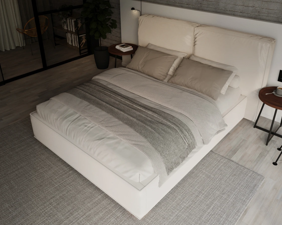 Čalúnená posteľ BRISTOL 180x200 Krémová Trinity s úložným priestorom kovový rošt