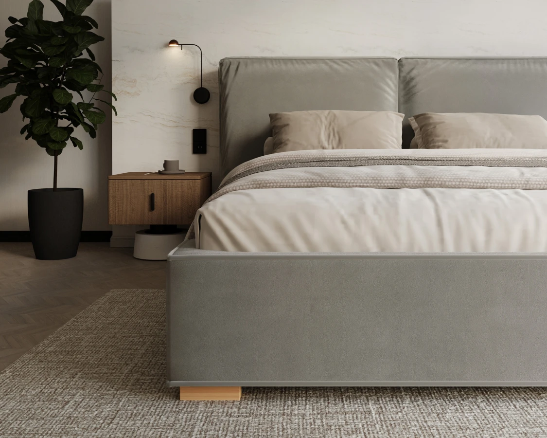 Čalúnená posteľ BRISTOL 160x200 Sivá Trinity s úložným priestorom kovový rošt