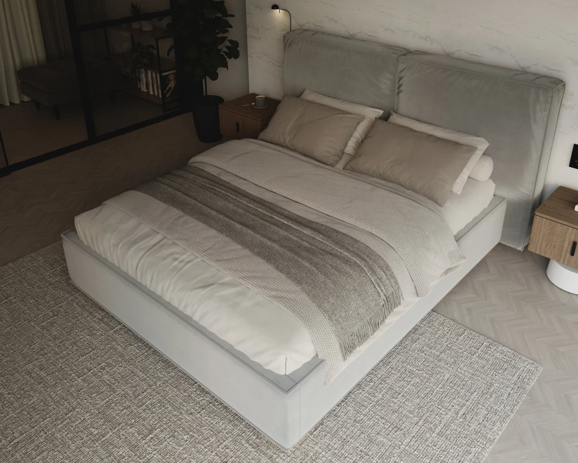 Čalúnená posteľ BRISTOL 180x200 Sivá Trinity s úložným priestorom kovový rošt