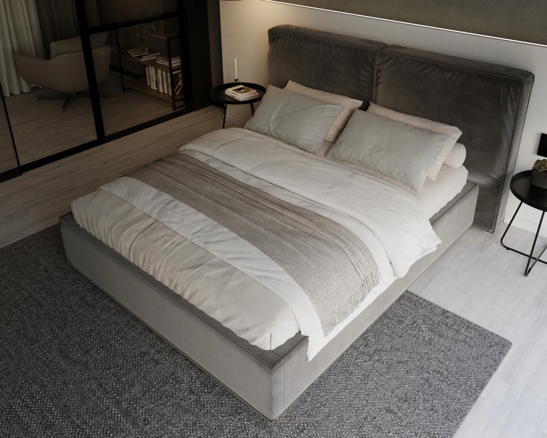 Čalúnená posteľ BRISTOL 180x200 Grafit Trinity s úložným priestorom kovový rošt