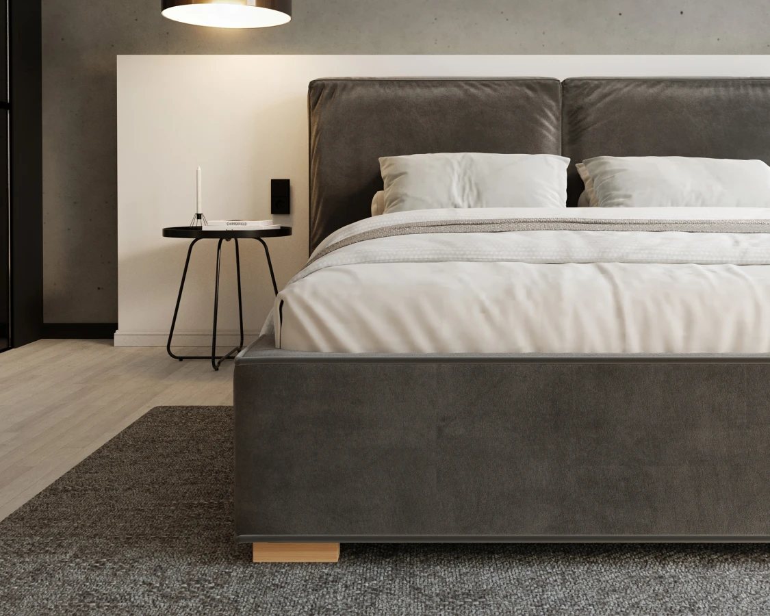 Čalúnená posteľ BRISTOL 180x200 Grafit Trinity s úložným priestorom kovový rošt