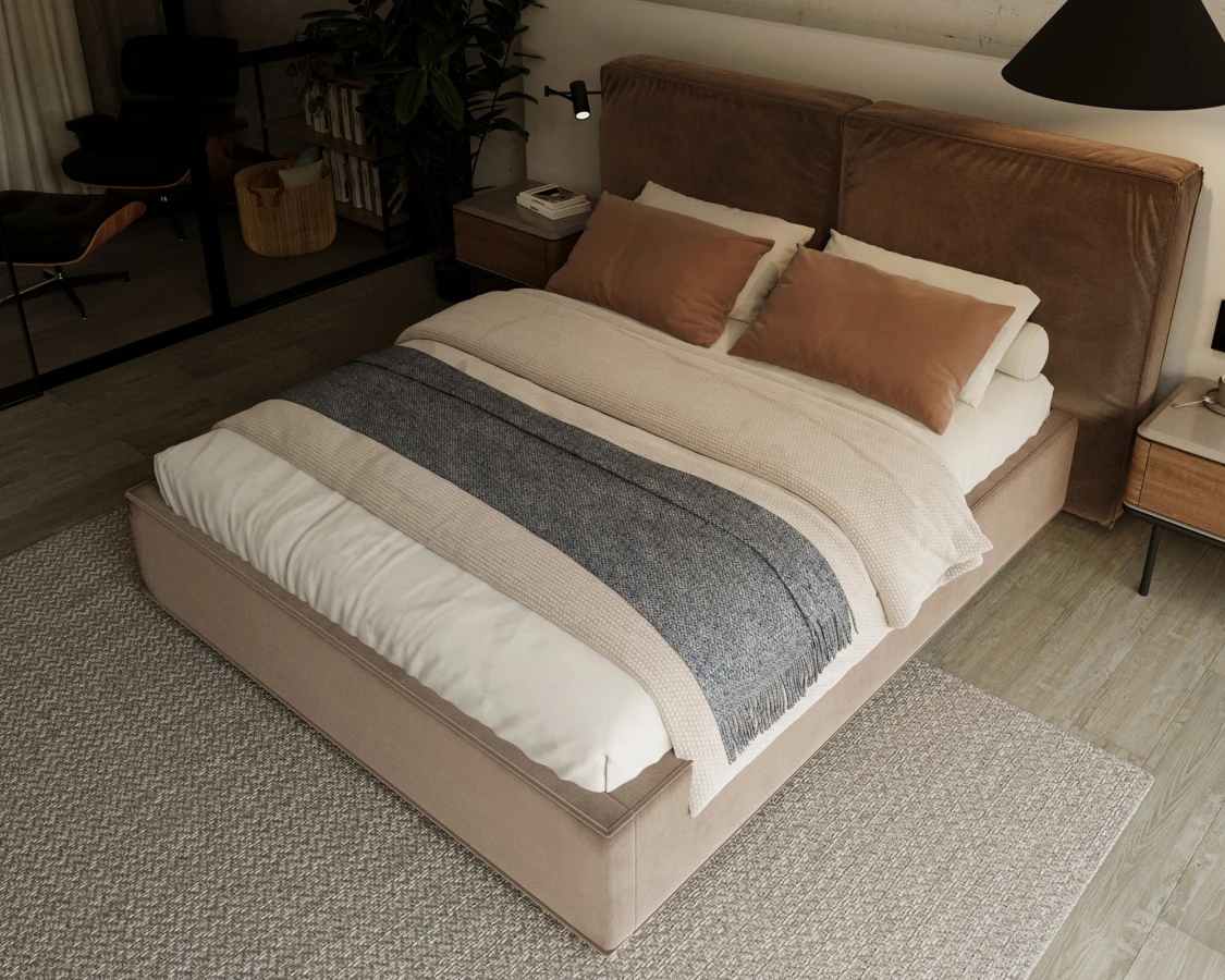 Čalúnená posteľ BRISTOL 160x200 Hnědá Trinity s úložným priestorom kovový rošt