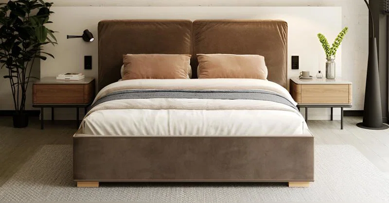 Čalouněná postel BRISTOL 180x200 Hnědá Trinity s úložným prostorem kovový rošt