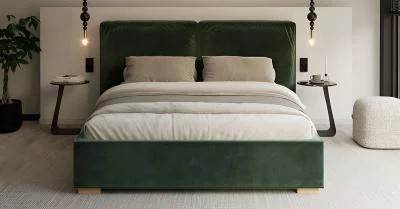 Čalouněná postel BRISTOL 180x200 Zelená Trinity s úložným prostorem kovový rošt