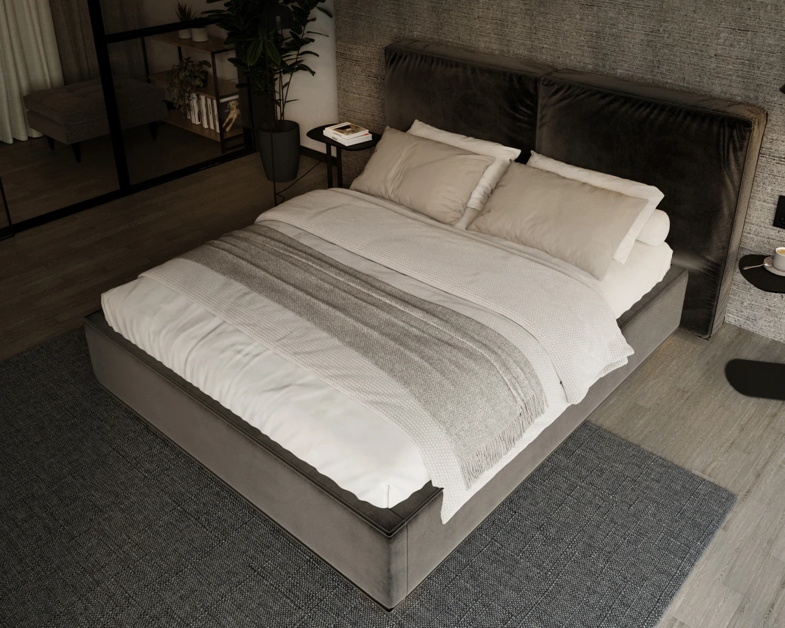 Čalúnená posteľ BRISTOL 160x200 Černá Trinity s úložným priestorom kovový rošt