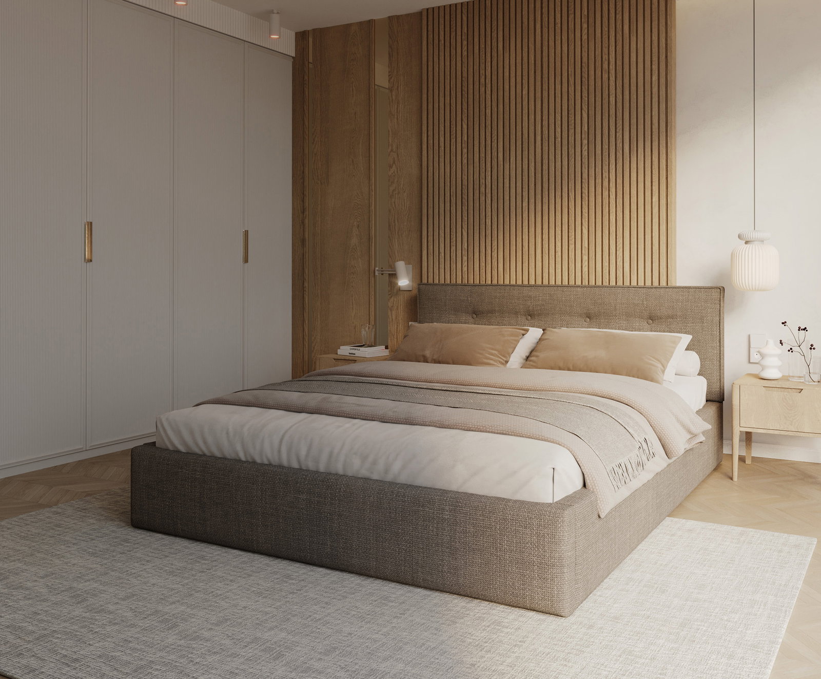 Čalúnená posteľ TULSA 140x200 so zdvižným roštom béžová