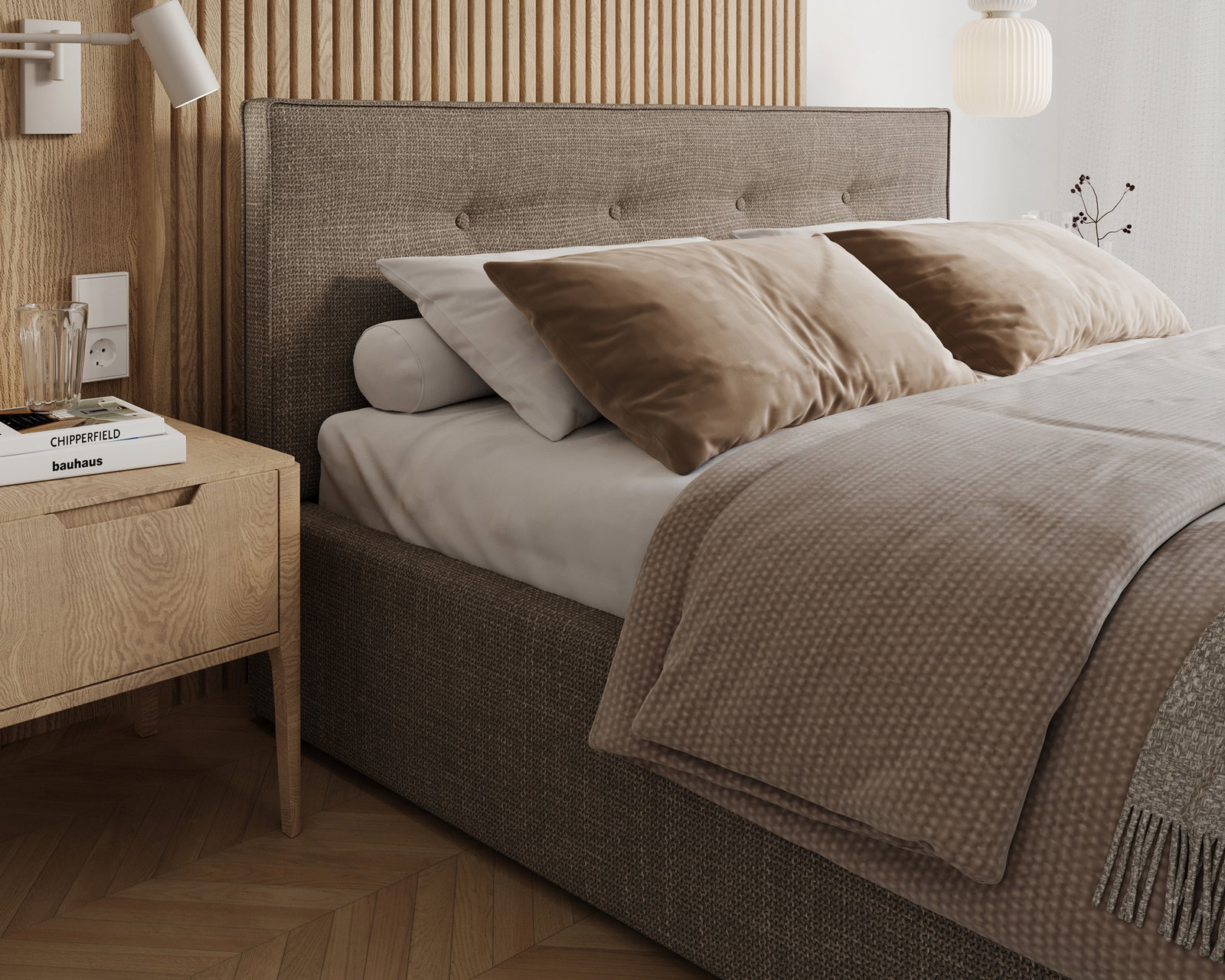 Čalúnená posteľ TULSA 140x200 so zdvižným roštom béžová