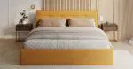 Čalouněná postel TULSA 90x200 s kovovým zdvižným roštem OTTAWA MEDOVÁ ŽLUTÁ