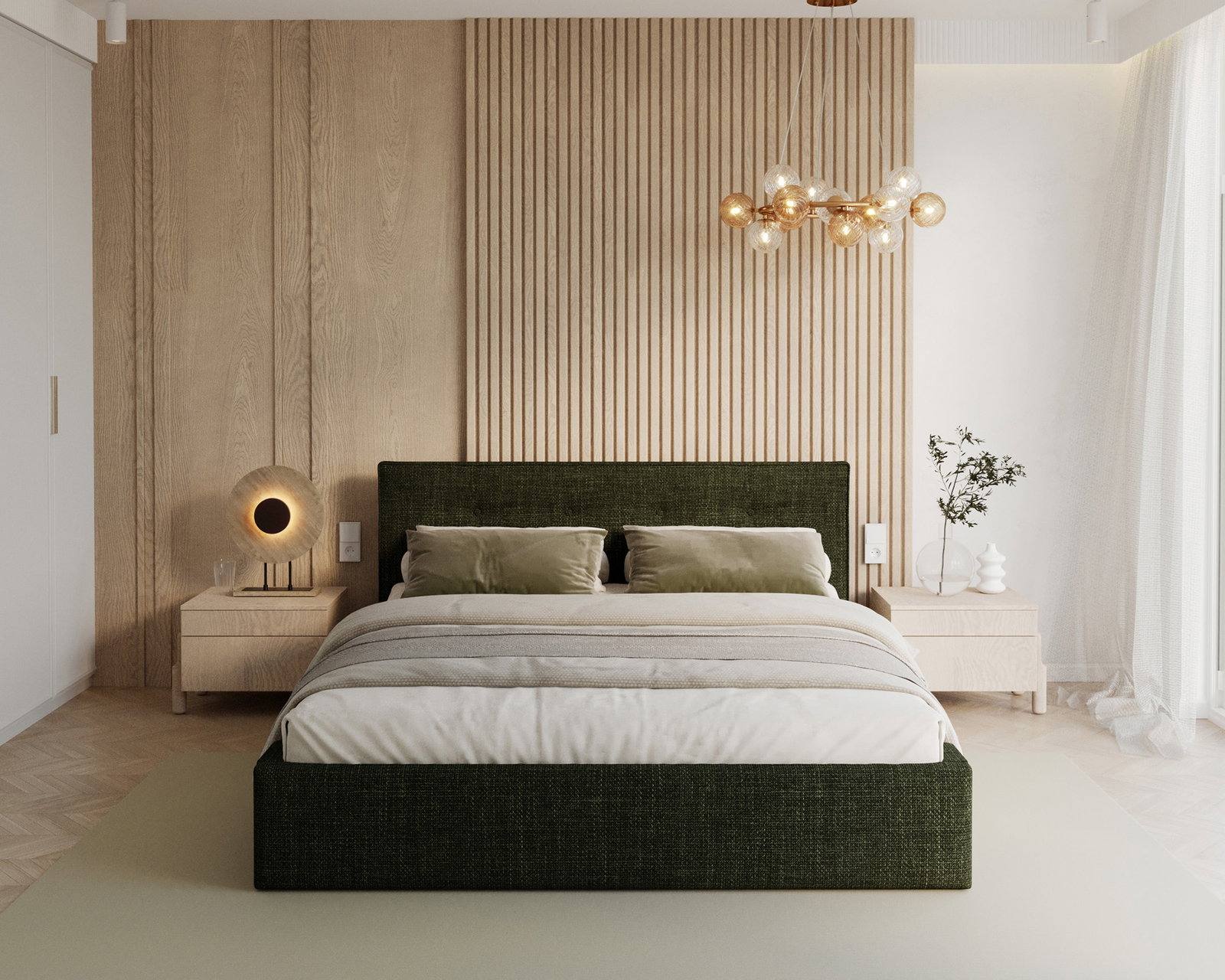 Čalúnená posteľ TULSA 140x200 so zdvižným roštom olivová