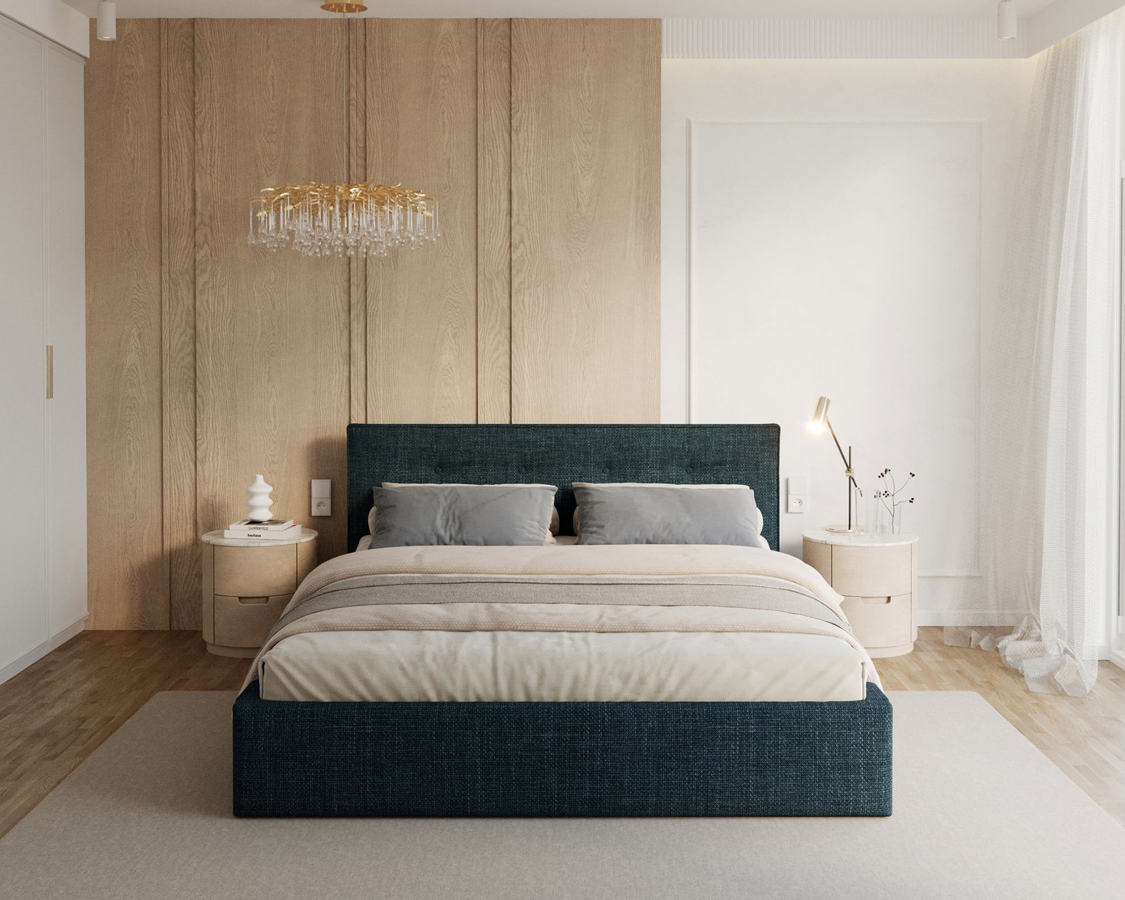 Čalúnená posteľ TULSA 90x200 so zdvižným roštom tmavo modrá