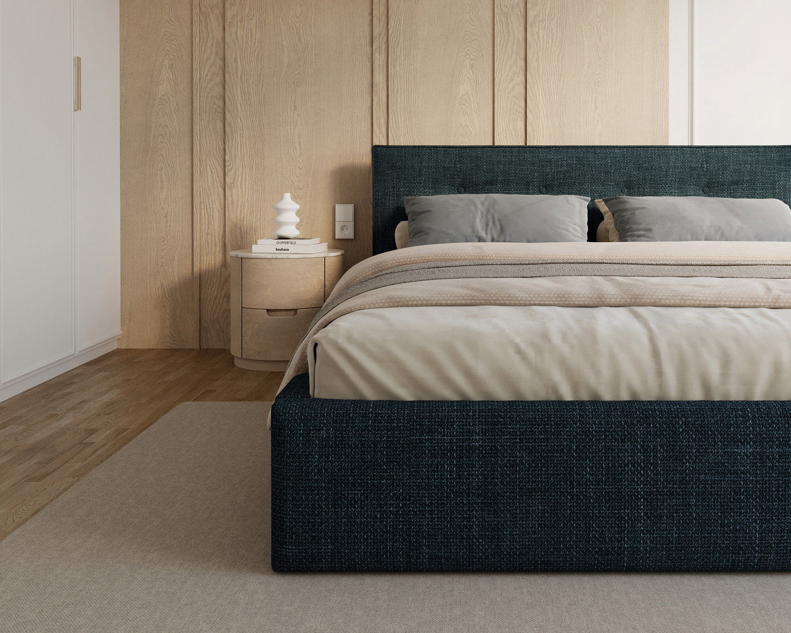 Čalúnená posteľ TULSA 120x200 so zdvižným roštom tmavo modrá