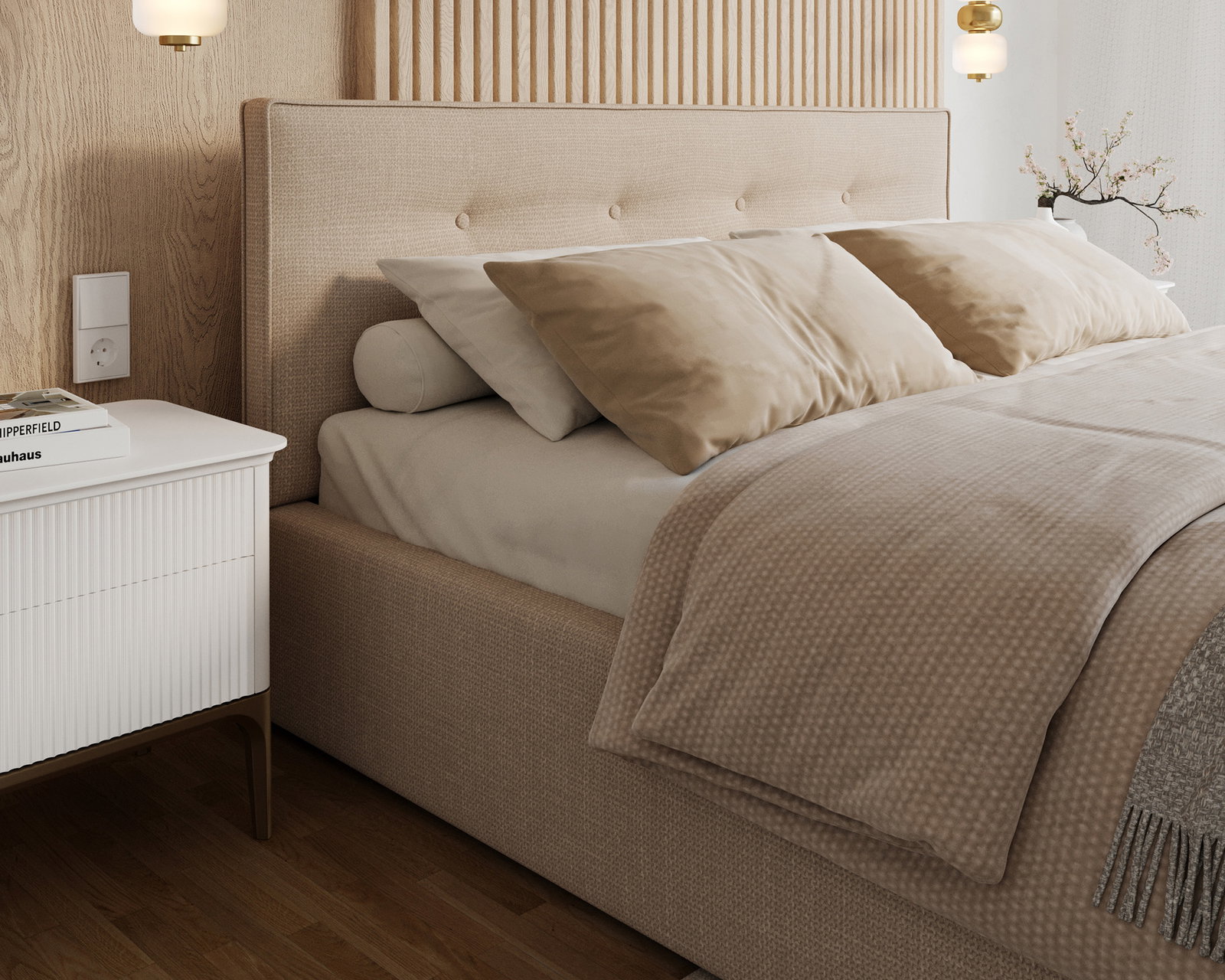 Čalúnená posteľ TULSA 120x200 so zdvižným roštom krémová