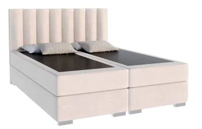 Luxusní kontinentální postel LINCOLN Krémová Trinity 160x200 s dřevěným zdvižným roštem