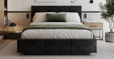 Čalouněná postel AVEIRO 140x200 s kovovým zdvižným roštem PARIS ČERNÁ