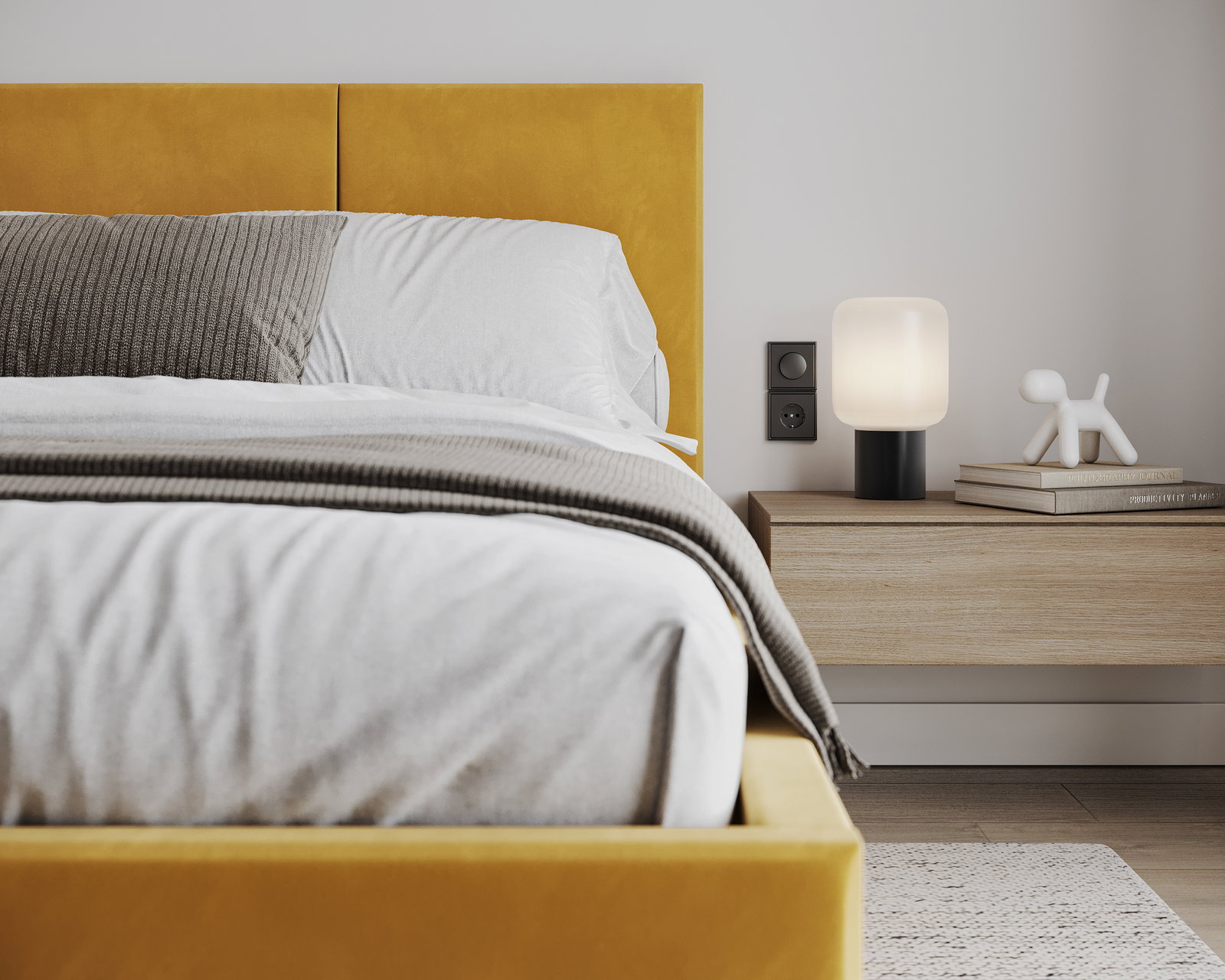 Čalúnená posteľ AVEIRO 90x200 s kovovým zdvižným roštom ŽLTÁ