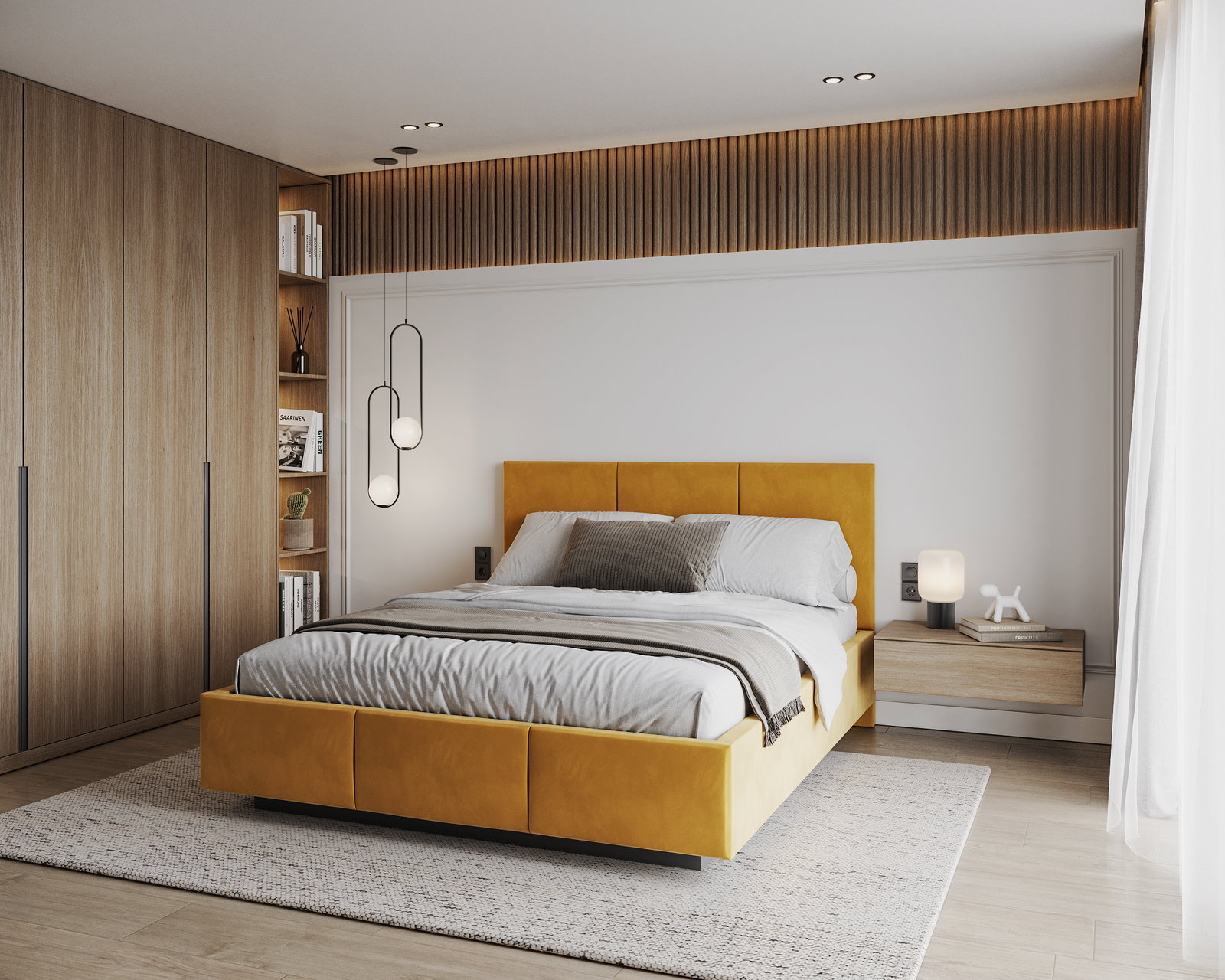 Čalúnená posteľ AVEIRO 160x200 s kovovým zdvižným roštom ŽLTÁ