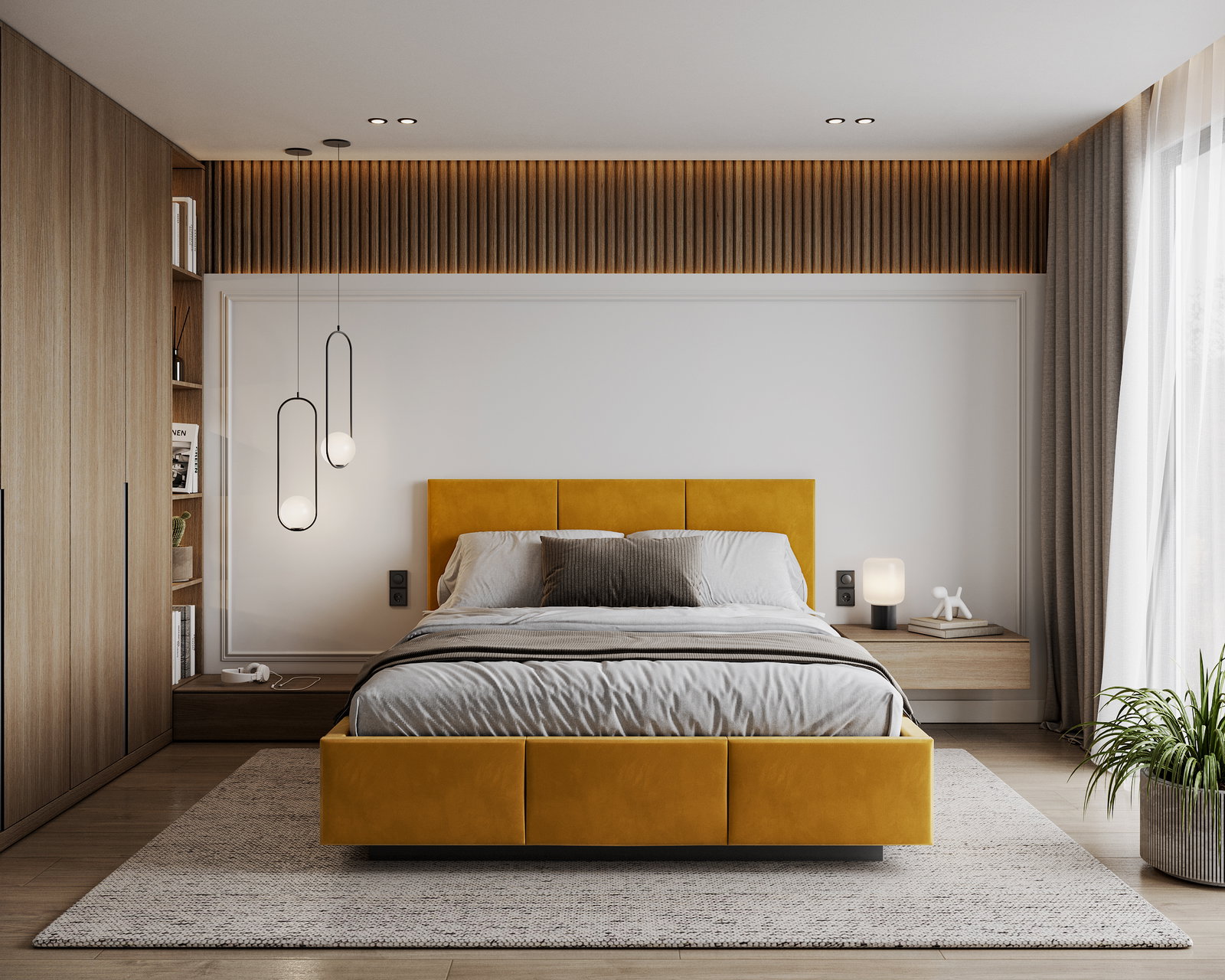 Čalúnená posteľ AVEIRO 160x200 s kovovým zdvižným roštom ŽLTÁ