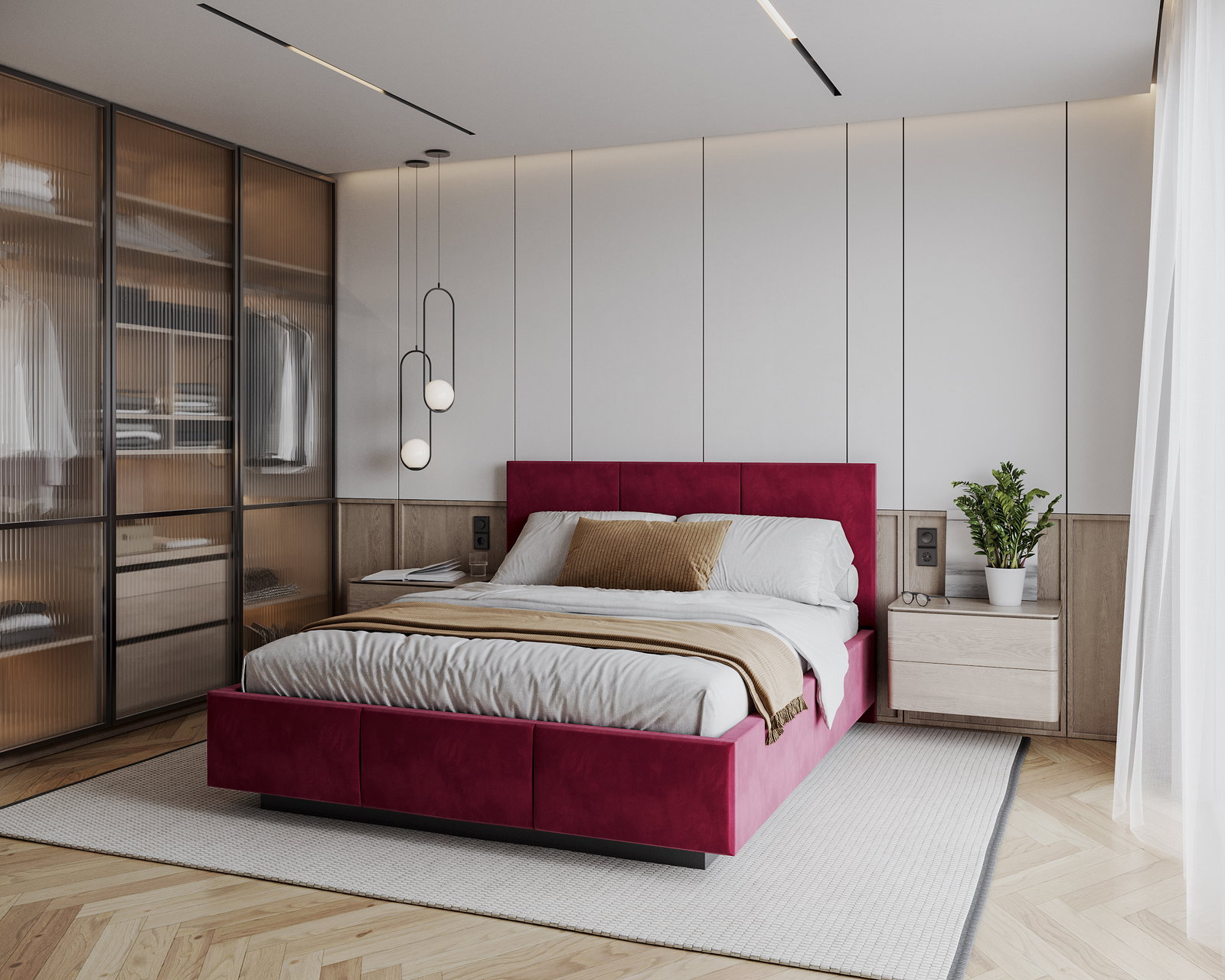 Čalúnená posteľ AVEIRO 140x200 s kovovým zdvižným roštom ČERVENÁ