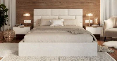 Čalouněná postel PASADENA 180x200 s kovovým roštem BÍLÁ