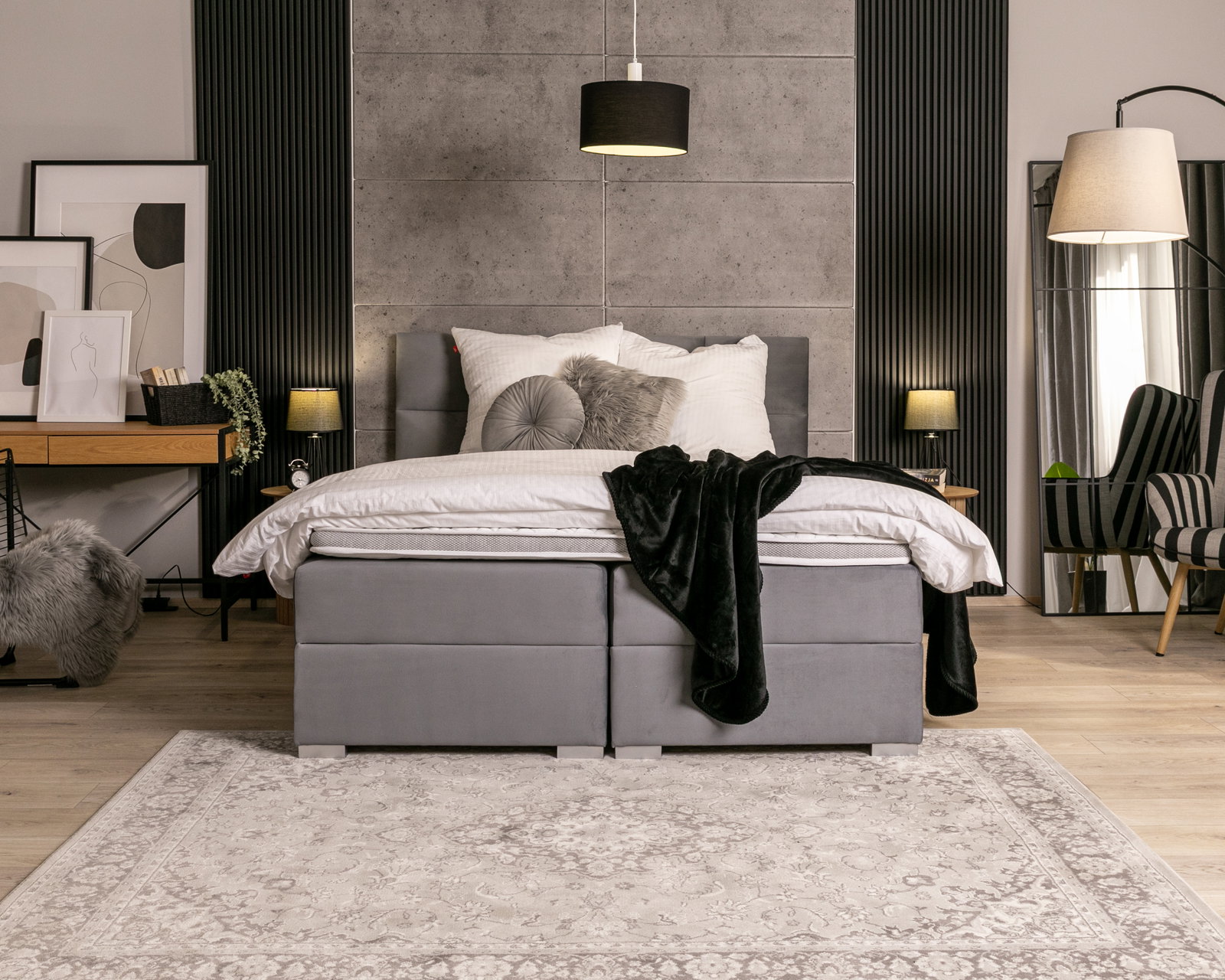 Čalúnená posteľ 140x200 cm PORTLAND Sivá Paris