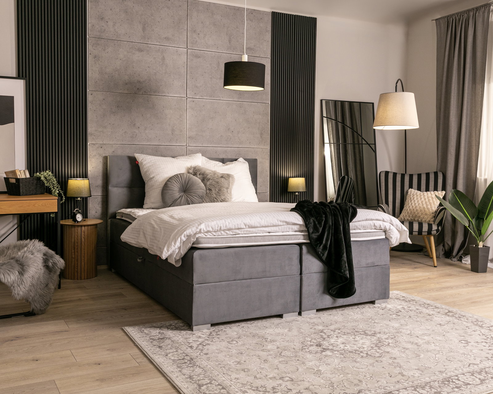 Čalúnená posteľ 140x200 cm PORTLAND Sivá Paris