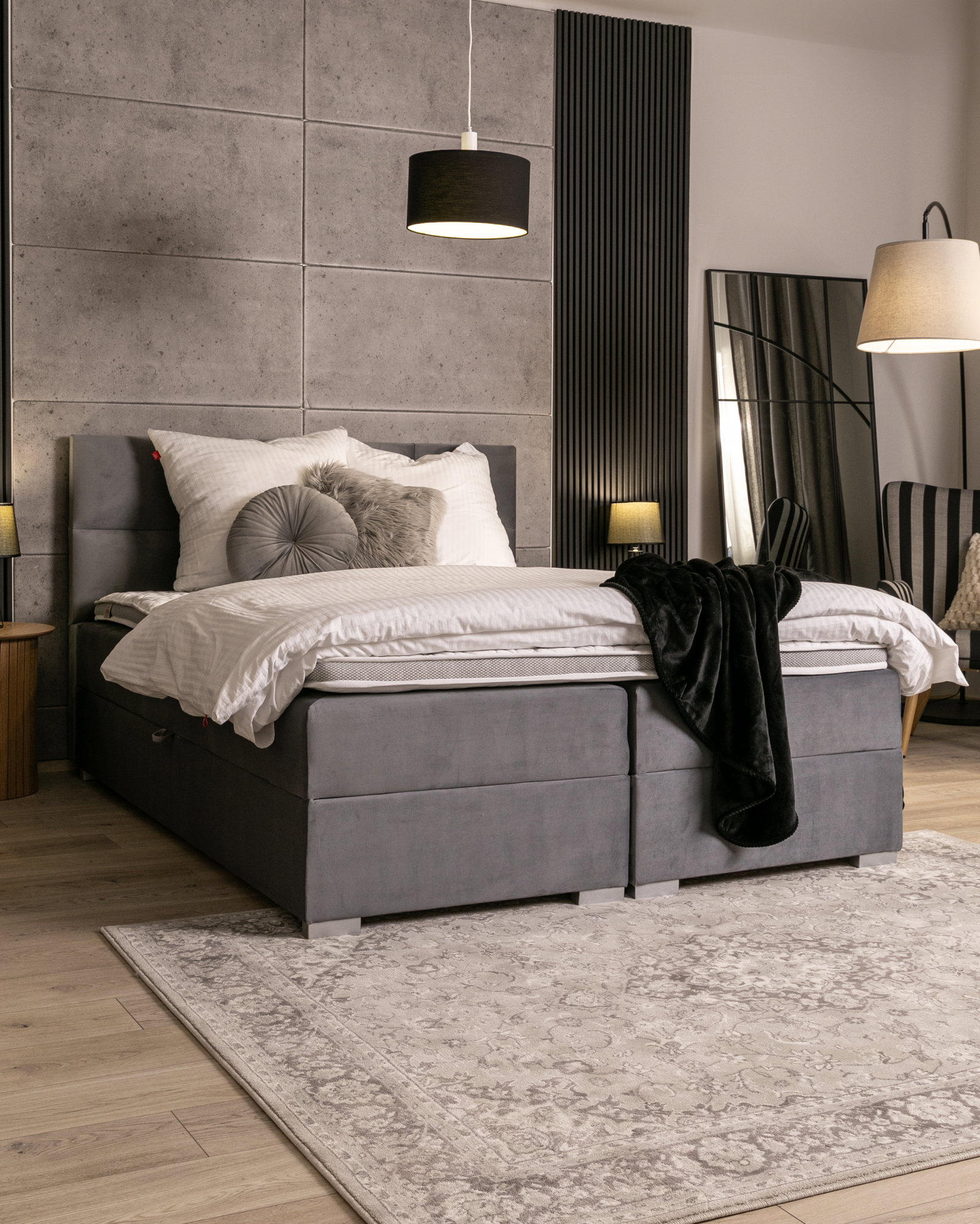 Čalúnená posteľ 160x200 cm PORTLAND Sivá Paris