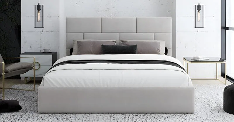 Čalouněná postel PASADENA 180x200 s kovovým roštem KRÉMOVÁ