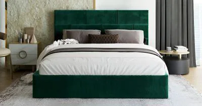 Čalouněná postel PASADENA 140x200 s kovovým roštem ZELENÁ