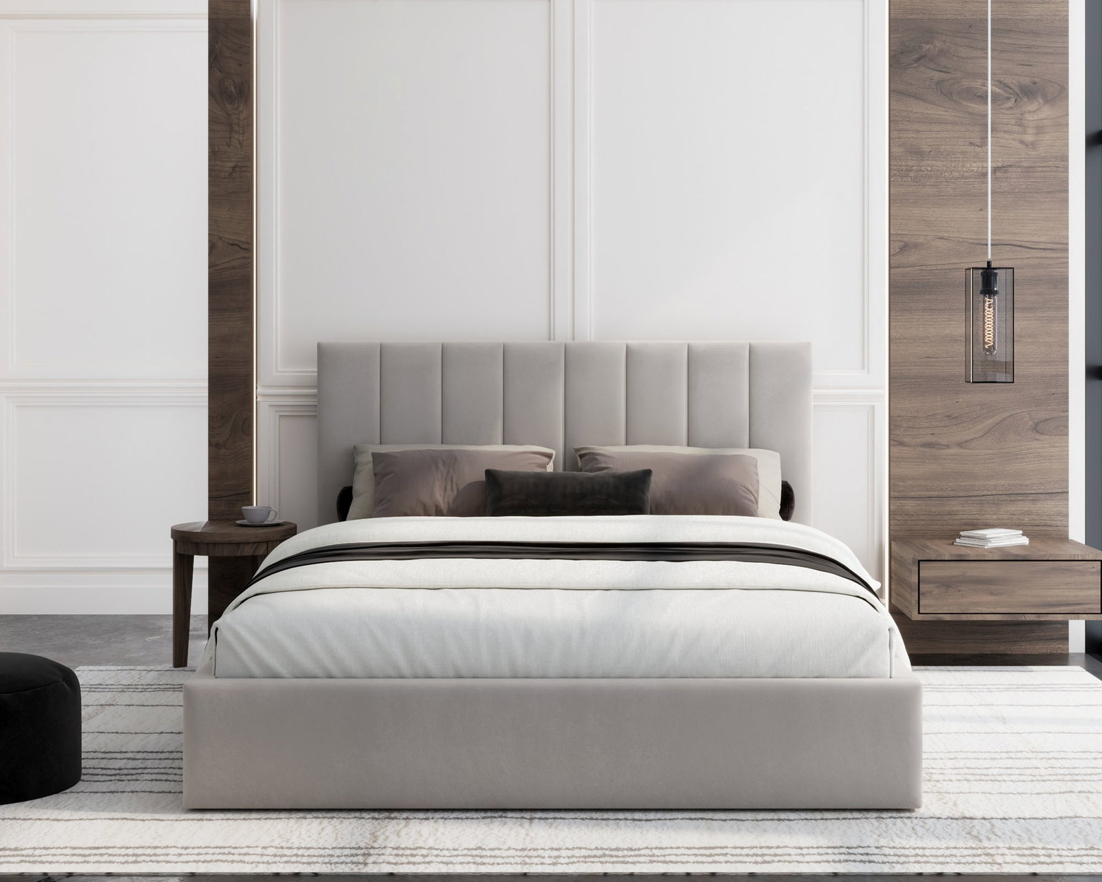 Čalúnená posteľ JUSTIN 160x200 Krémová Trinity s úložným priestorom kovový rošt