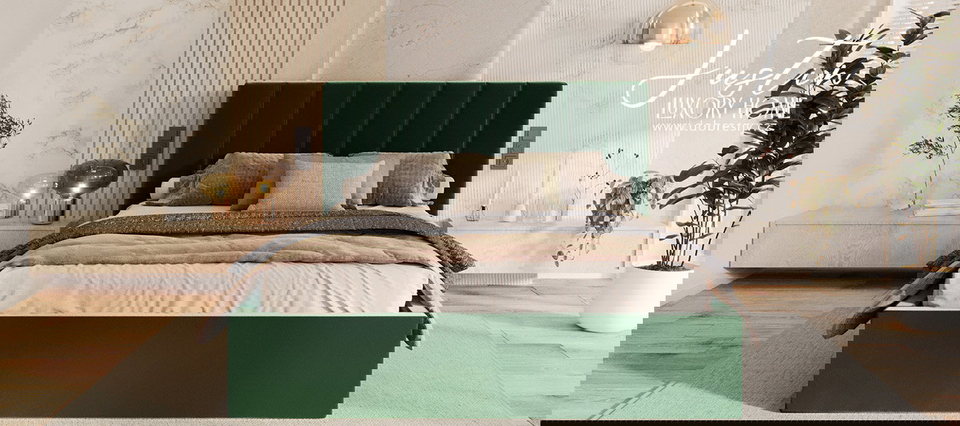 Čalúnená posteľ JUSTIN 120x200 Zelená Trinity s úložným priestorom kovový rošt