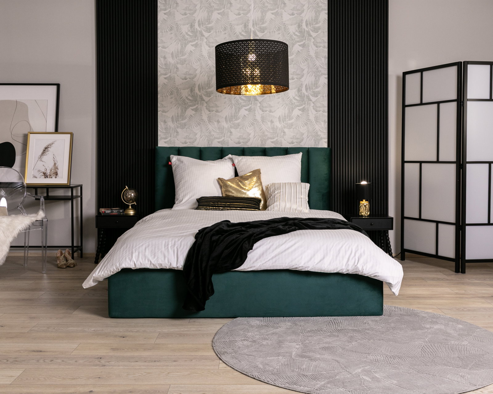 Čalúnená posteľ JUSTIN 120x200 Zelená Trinity s úložným priestorom kovový rošt